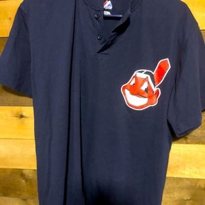 Cleveland Indians Chief Wahoo half button up shirt